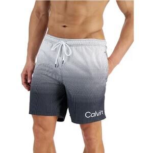 Calvin Klein Black/White Gradient Ombre Mesh Lined Swim Trunks Size XL NWOT